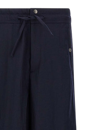 Blue Nylon Casual Pants