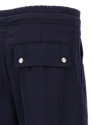 Blue Nylon Casual Pants