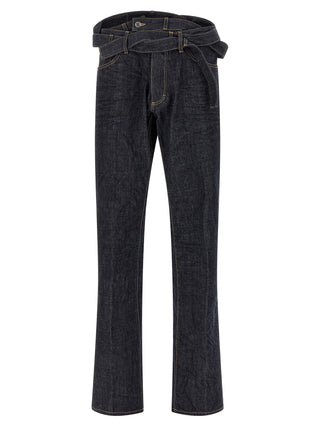Jeans de pierna recta de algodón azul
