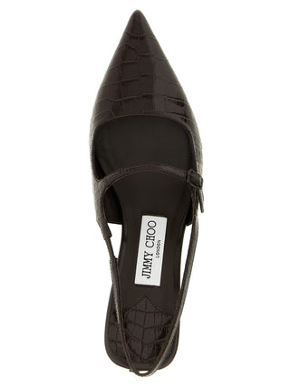 Brown Leather Mid Heel Pumps