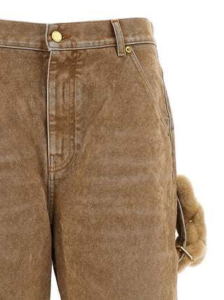 Beige Cotton Straight-Leg Jeans