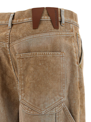 Beige Cotton Straight-Leg Jeans