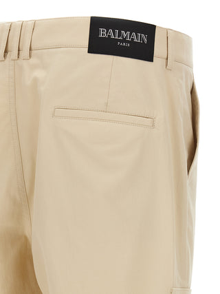 Beige Cotton Cargo Pants