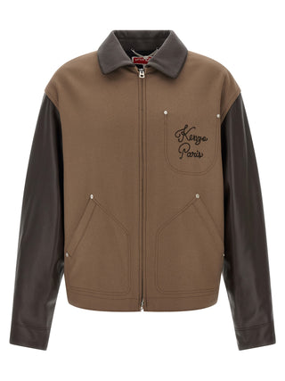 Brown Virgin Wool Leather Jacket