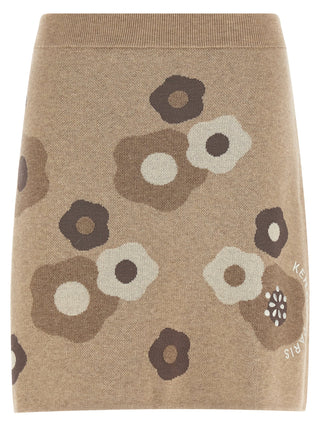 Falda larga de lana beige
