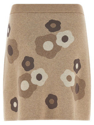 Falda larga de lana beige