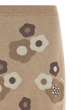 Falda larga de lana beige