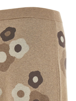 Falda larga de lana beige
