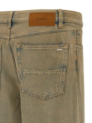 Beige Cotton Straight-Leg Jeans