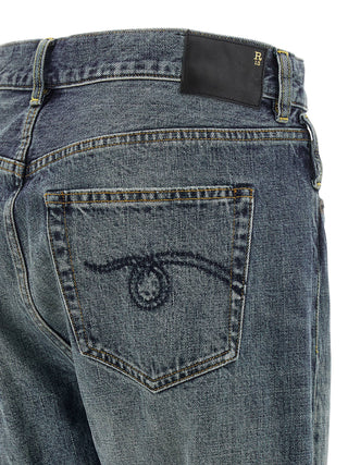 Blue Cotton Straight-Leg Jeans