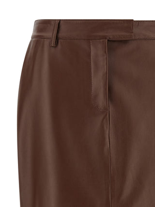 Brown Leather Midi Skirt