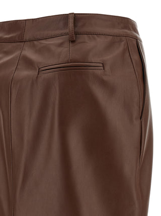 Brown Leather Midi Skirt
