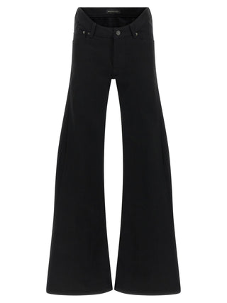 Black Cotton Flared Jeans