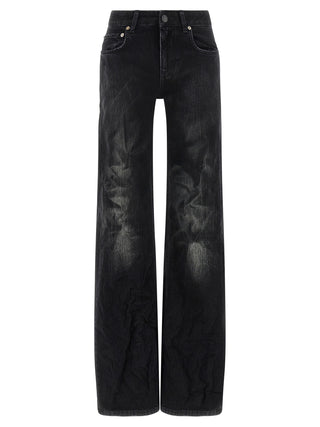 Black Cotton Flared Jeans