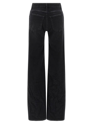 Black Cotton Flared Jeans