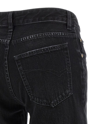Black Cotton Flared Jeans