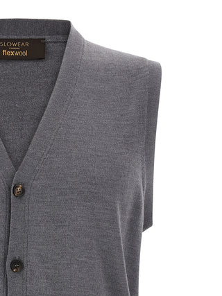 Gray Virgin Wool Sleeveles Sweater