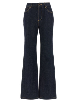 Blue Cotton Flared Jeans