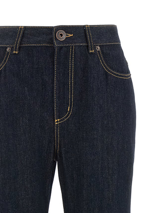 Blue Cotton Flared Jeans
