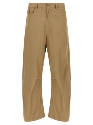 Beige Cotton Casual Pants