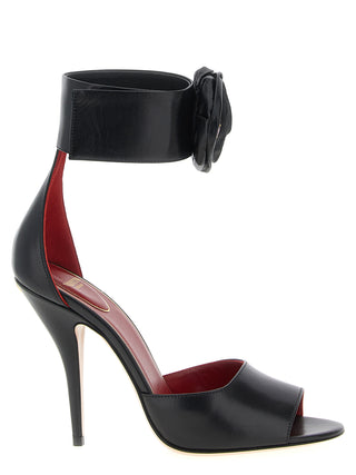 Sandalias de tacón stiletto negras de piel de becerro