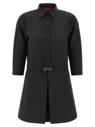 Gray Wool Short Dress