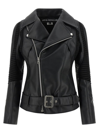 Black Artificial Leather Biker Jacket