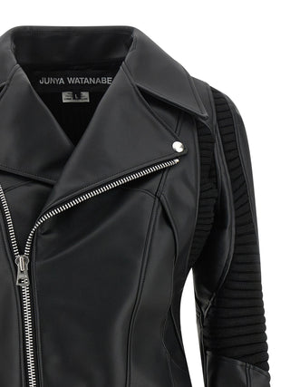 Black Artificial Leather Biker Jacket