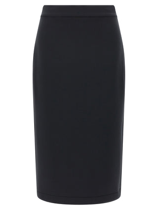 Black Polyester Midi Skirt