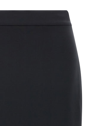 Black Polyester Midi Skirt