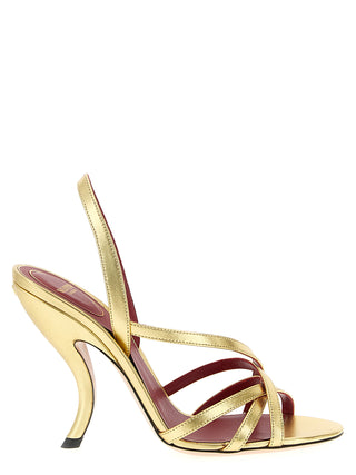 Sandalias de tacón stiletto doradas de piel de cordero