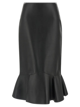 Black Lamb Leather Midi Skirt