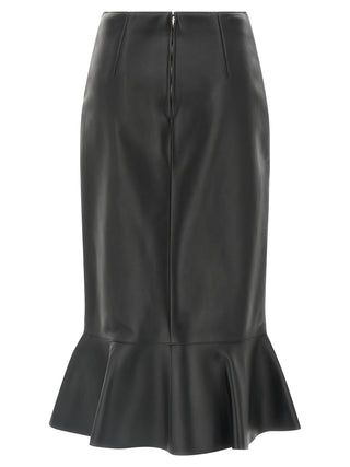 Black Lamb Leather Midi Skirt