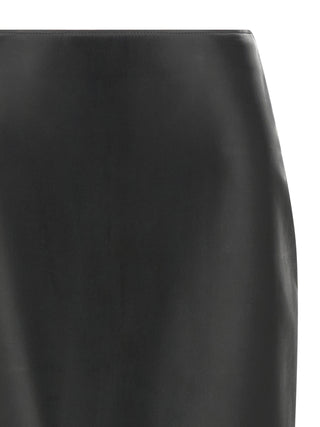 Black Lamb Leather Midi Skirt