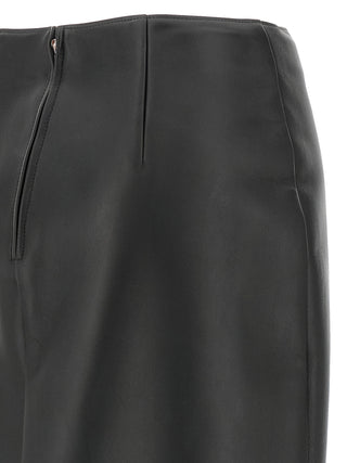 Black Lamb Leather Midi Skirt
