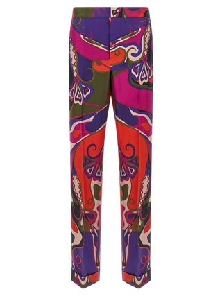 Multicolor Silk Casual Pants