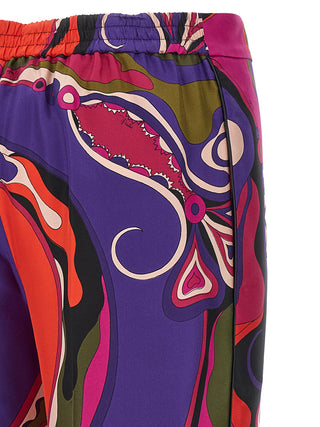 Pantalones casuales de seda multicolor