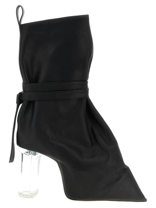 Black Cowhide Ankle Boots