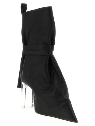 Black Cowhide Ankle Boots