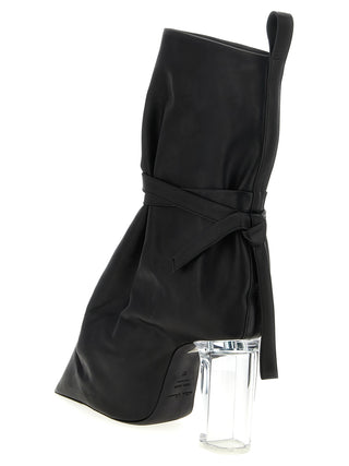 Black Cowhide Ankle Boots