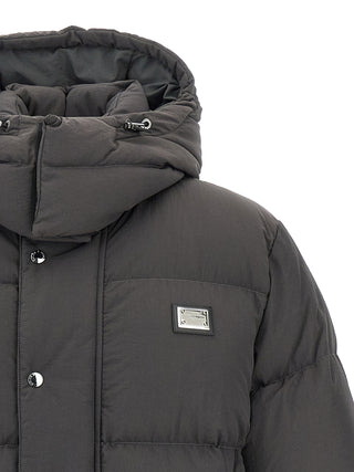 Gray Polyamide Full-Length Jacket