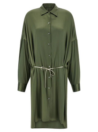 Bicolor Silk Midi Dress