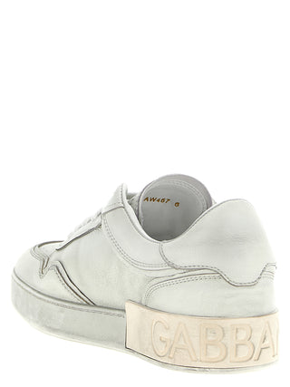 White Lamb Leather Low Top Sneakers