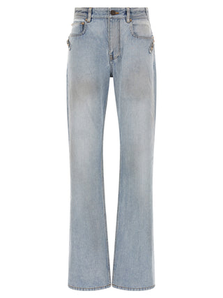 Blue Cotton Straight-Leg Jeans