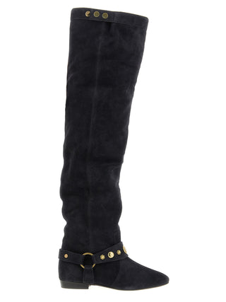 Black Calfskin Over The Knee