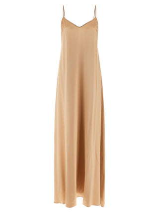 Vestido largo beige de viscosa