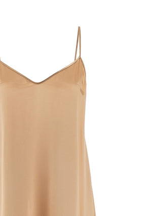 Vestido largo beige de viscosa