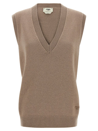 Beige Cashmere Sleeveless Jacket