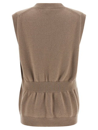 Beige Cashmere Sleeveless Jacket