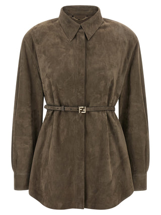 Gray Lamb Leather Blouse